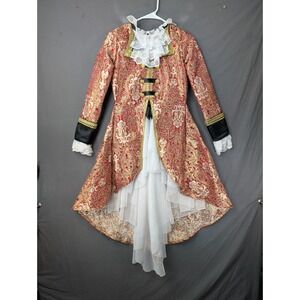 Chasing Fireflies Girls Red Gold Brocade Pirate Vampire Costume Jacket Size 14